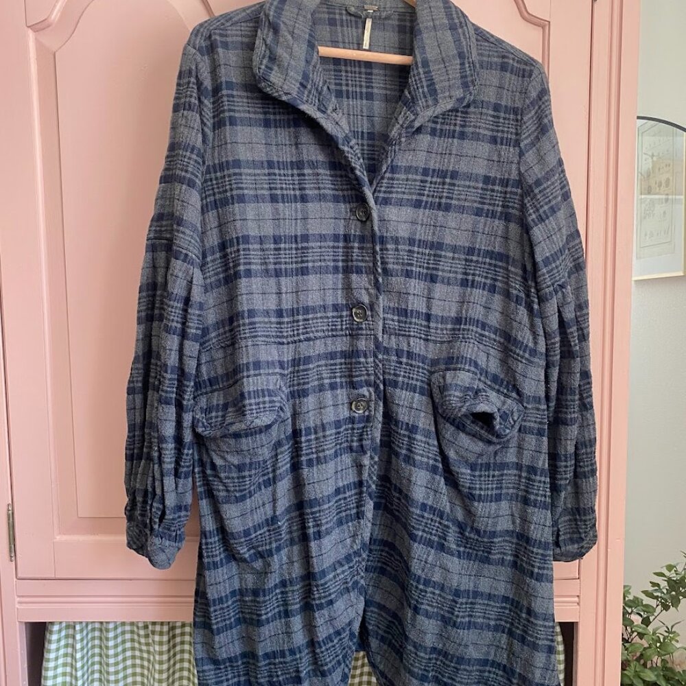 Free People Flannel Duster Coat